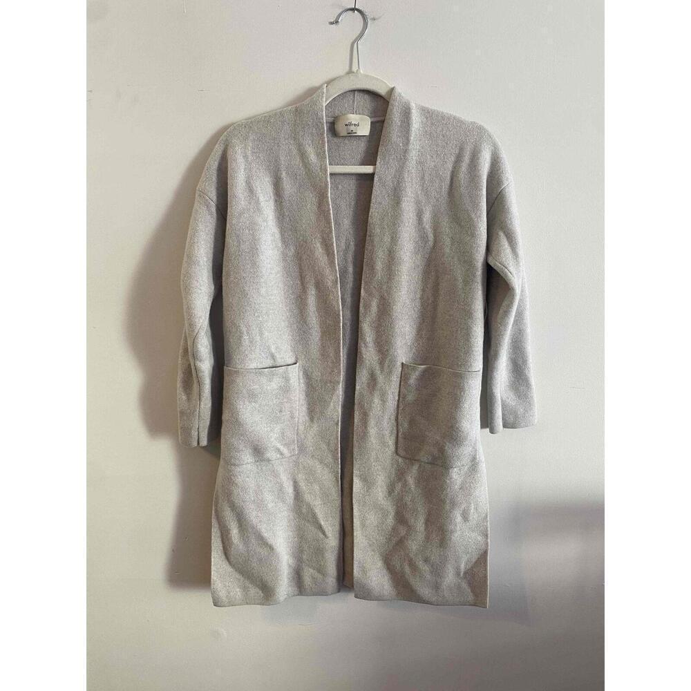 Wilfred Aritzia‎ Heather Gray Open Knit Wool Cardigan Size M